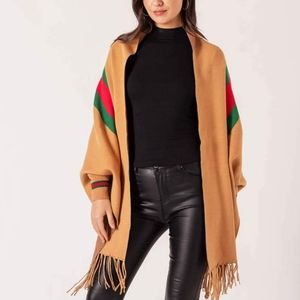 Tan Sweater with Stripes and Sleeves NWT